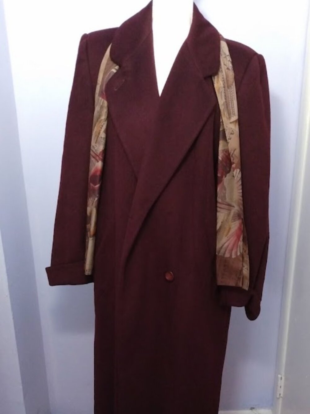 Vintage Alorna by Super Fina Wool Blend Coat Size 2X* Burgundy Plum Full Length